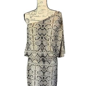 One Shoulder Snakeskin Pattern Cocktail Dress